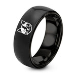 Gifts for Her Anniversary – black tungsten calico cat icon ring