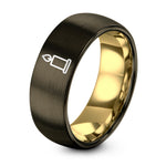 Gifts for Her Anniversary – gunmetal & gold tungsten single candle ring
