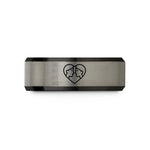 custom rings for couples – black & gray tungsten soulmate wedding band