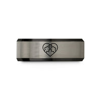custom rings for couples – black & gray tungsten soulmate wedding band