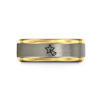 romantic presents for girlfriend – black & gold & gray tungsten star spotlight wedding band