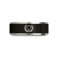 unique anniversary present ideas – black & silver tungsten trophy wreath wedding band