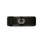 personalized anniversary present ideas – black tungsten trophy wreath wedding band