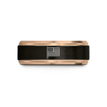 special birthday ring present – black & rose gold tungsten blue line wedding band