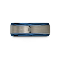 best friend birthday present – blue & gray tungsten surfboard wedding band