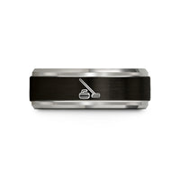 romantic presents for her – black & blue & grey tungsten curling broom stone wedding band