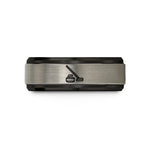 special presents for women – black & blue & silver tungsten curling broom stone wedding band
