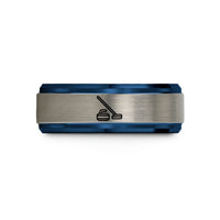 romantic presents for her – black & blue & grey tungsten curling broom stone wedding band
