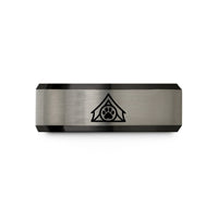thoughtful presents for her – black & grey tungsten tent paw circle wedding band