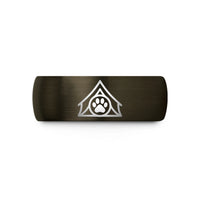 birthday present for girlfriend – gunmetal & black tungsten tent paw circle wedding band