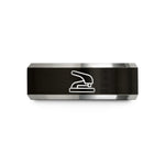 stylish ring for her – black & grey tungsten hole punch wedding band