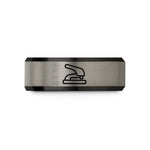 stylish ring for her – black & silver tungsten hole punch wedding band