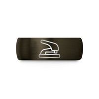 unique presents for women – gunmetal & black tungsten hole punch wedding band