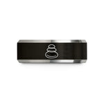 tungsten ring for women – black & grey tungsten cairn stack wedding band