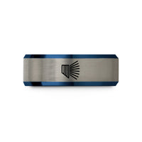 special presents for women – blue & grey tungsten diffraction grating wedding band