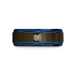 personalized presents for her – gunmetal & blue tungsten diffraction grating wedding band