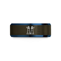 mom birthday present ideas – gunmetal & blue tungsten range lights pair wedding band