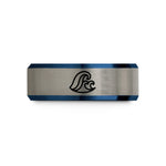 birthday present for mom – black & blue & gray tungsten swell line wedding band