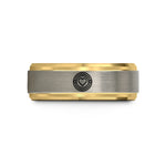 birthday present ideas women – gold & blue & grey tungsten stripes emblem wedding band