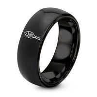 Gifts for Her Birthday Wife – black tungsten fish spatula ring
