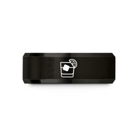 engraved rings for couples – black tungsten negroni wedding band