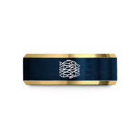 best presents for wife – gold & blue tungsten school of fish wedding band