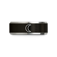 special present for women – black & gray tungsten planetary symbol moon wedding band