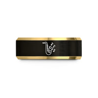 personalized presents for her – black & gold tungsten sax notes wedding band