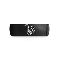 custom rings for women – black tungsten sax notes wedding band