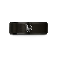 unique Christmas presents her – black tungsten sax notes wedding band