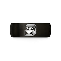 unique presents for her – black & gold tungsten treasure chest wedding band
