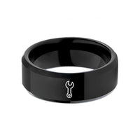 tungsten band for couple – black tungsten wrench wedding band