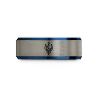 friendship rings for women – black & blue & grey tungsten warlock moon wedding band
