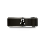special rings for women – black & grey tungsten beaker wedding band