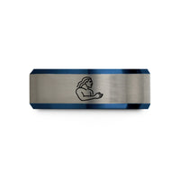 romantic presents for couples – black & blue & silver tungsten maui wedding band