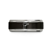 personalized presents for girlfriend – black & blue & silver tungsten impact wrench wedding band