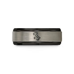 personalized rings for her – black & silver tungsten italy wedding band