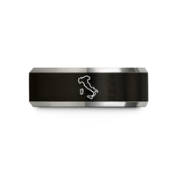 engraved bands for her – black & grey tungsten italy wedding band