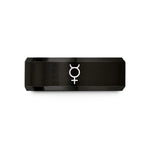 unique engraved rings – black tungsten mercury alchemical wedding band