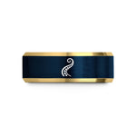unique ring present ideas – gold & blue tungsten tentacle curve wedding band