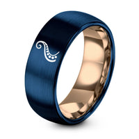 Gifts for Her Personalized – rose gold & blue tungsten tentacle curve ring