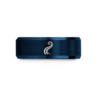 unique ring present ideas – rose gold & blue tungsten tentacle curve wedding band