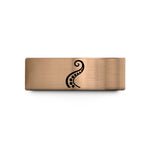 engraved bands for couples – rose gold & blue tungsten tentacle curve wedding band