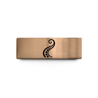 engraved bands for couples – rose gold & blue tungsten tentacle curve wedding band