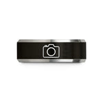 personalized presents for wife – black & gray tungsten camera wedding band