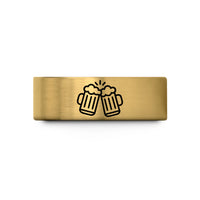 unique gold rings women – gold tungsten clinking beer mugs wedding band