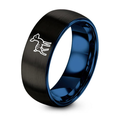 Fawn – Tungsten Wedding Band, 8 mm, Black, Blue Comfort-Fit Unisex