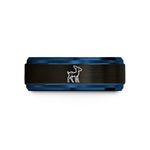 unique rings for couples – black & blue tungsten fawn wedding band