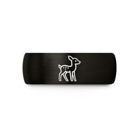 custom engraved rings present – black & gold tungsten fawn wedding band