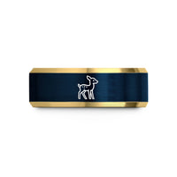 unique rings for couples – gold & blue tungsten fawn wedding band